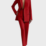 Women's Blazer and Pants Set in Red