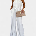 Halter Ensemble with Flowing Silhouette in White