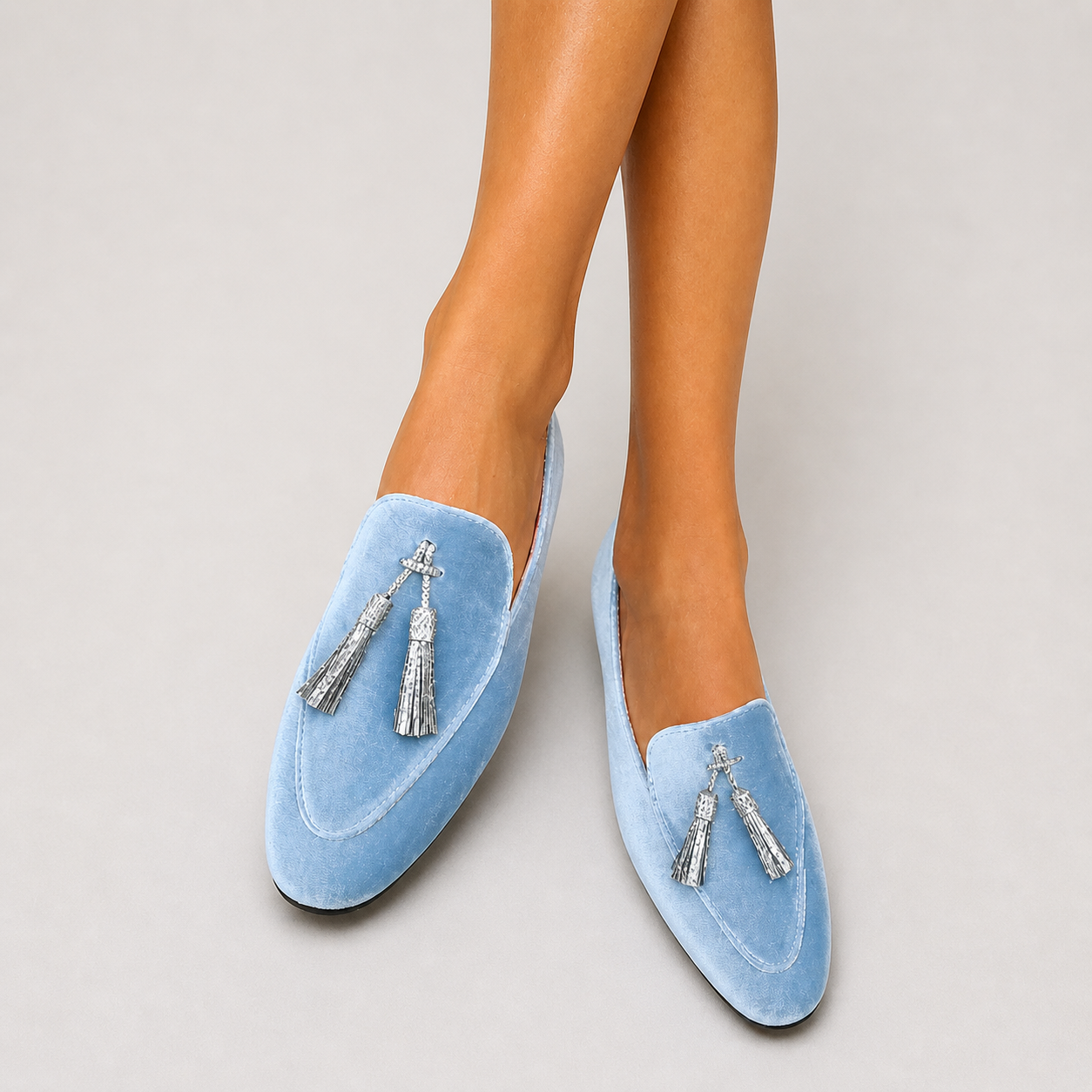 Women's Chic Suede Loafers in Blue
