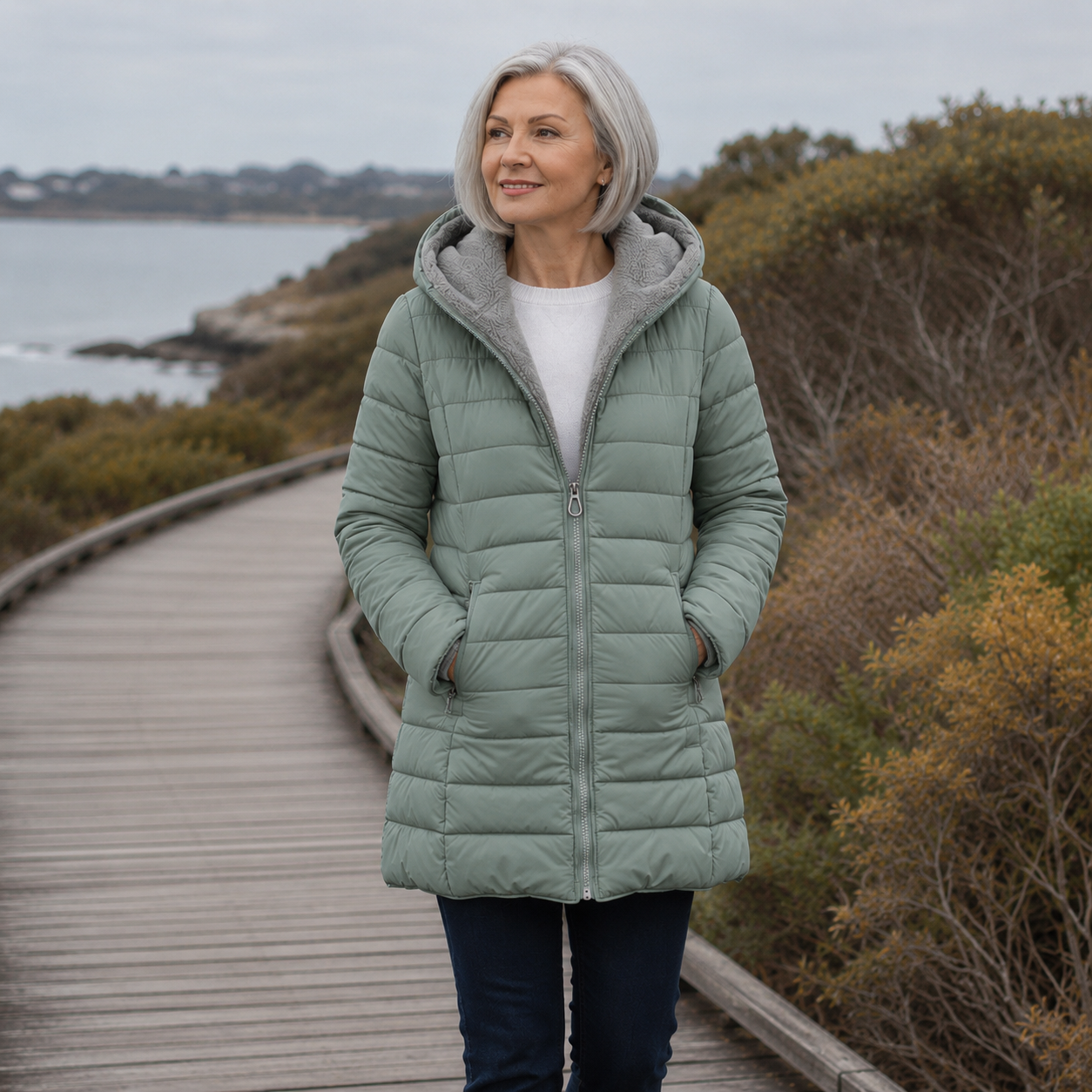 Women's Hooded Quilted Winter Coat, photo 12
