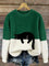 Women's Soft Cat Graphic Sweater in Green