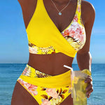 Women's Floral Wrap Bikini Set in Yellow
