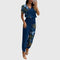 Women's Stylish Blouse and Pants Set in Blue