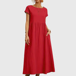 Women's Casual Pocket Dress in Red