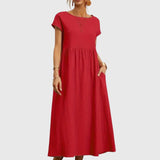 Women's Casual Pocket Dress in Red
