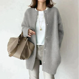 Women's Oversized Snap-Front Cardigan in Gray