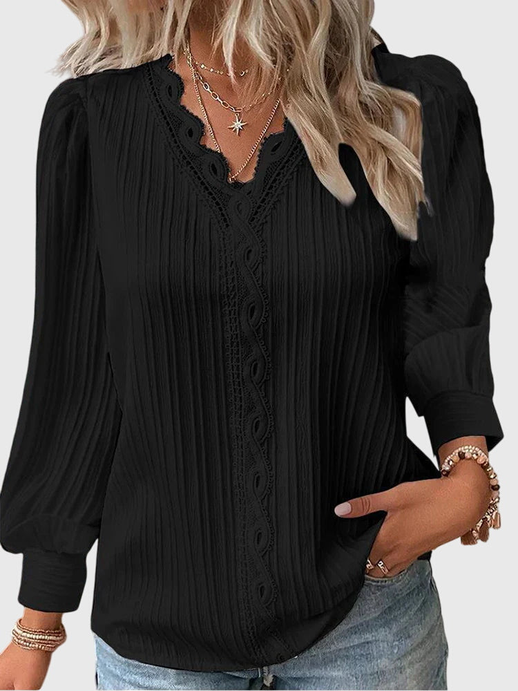 Women's Elegant Pullover Blouse in Black