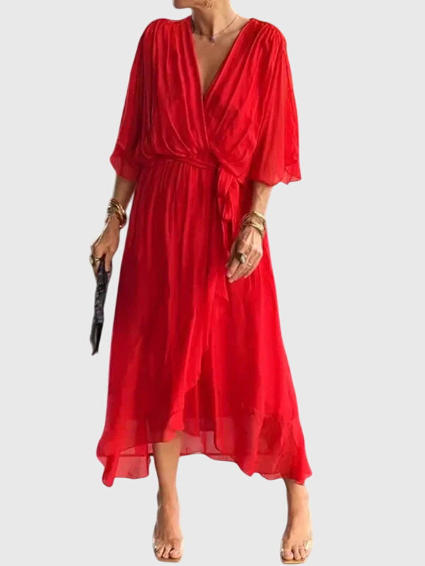 Bethany Elegant Dress in Red