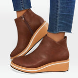 Women's Platform Ankle Boots with Zip