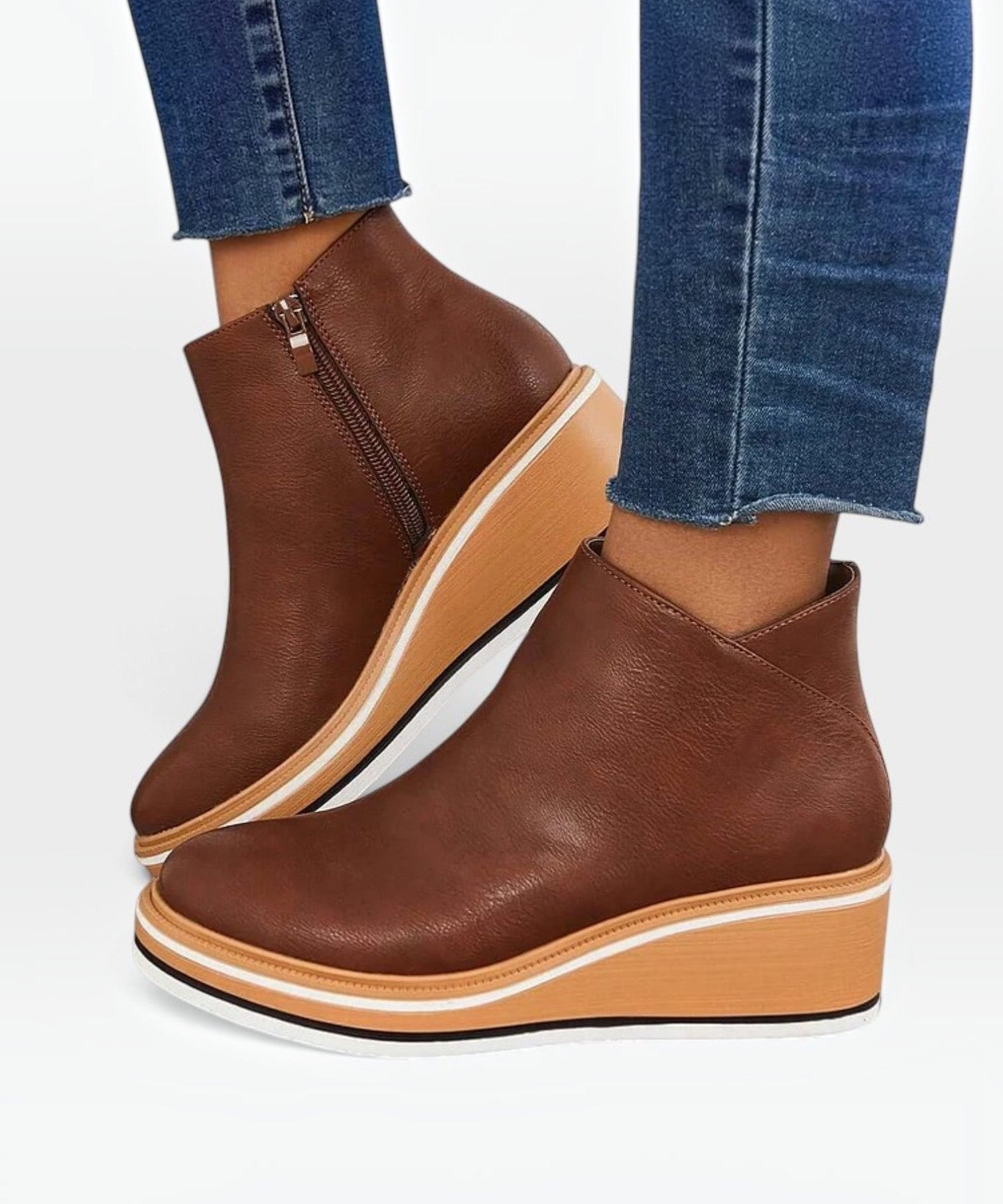 Women's Platform Ankle Boots with Zip