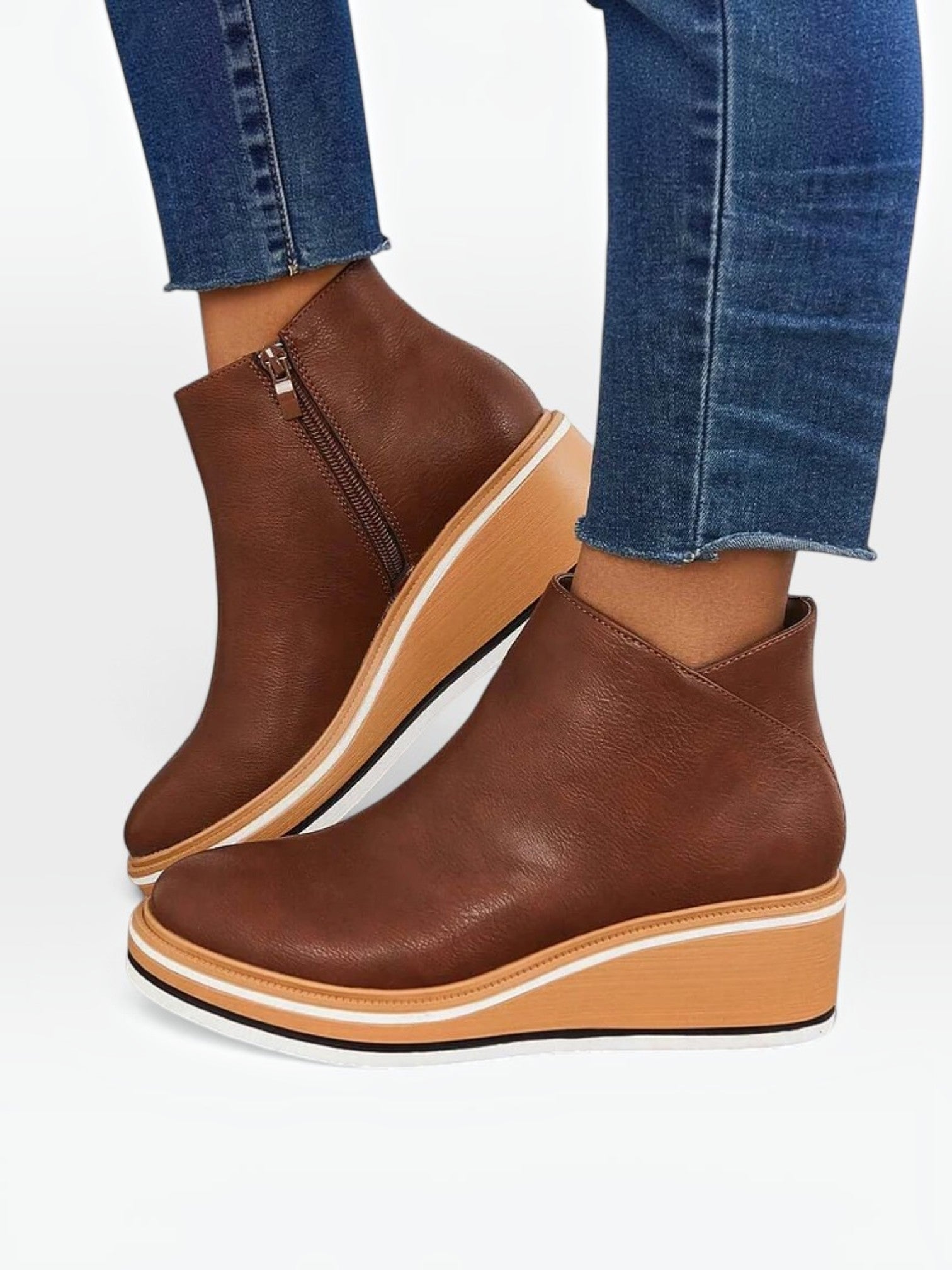 Women's Platform Ankle Boots with Zip