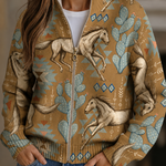 Women's Desert Print Zip Cardigan
