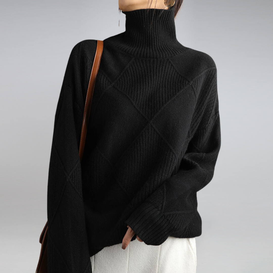 Adelheid Cable-Knit Turtleneck Sweater in Black