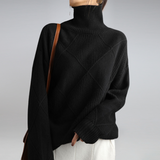 Adelheid Cable-Knit Turtleneck Sweater in Black