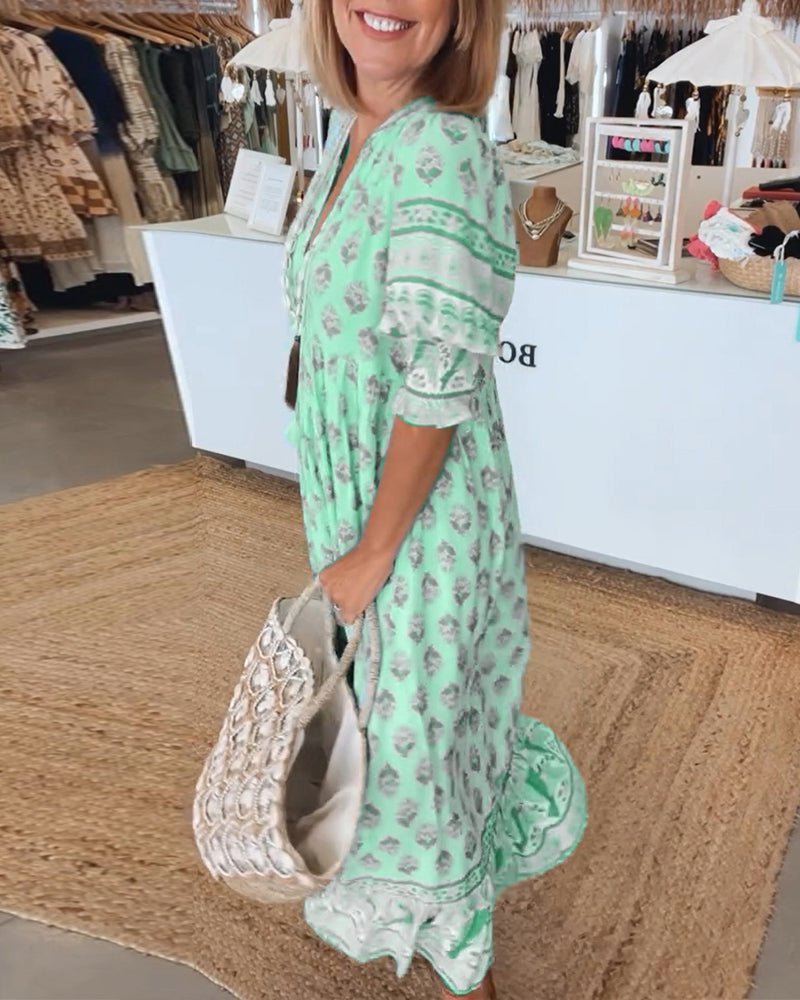 Women's Chic Floral V-Neck Maxi Dress, photo 8