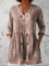 Elise Long Blouse with V-Neck in Pink