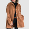 Women's Comfortable Velvet Hooded Jacket in Khaki