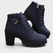 Women's Chic Buckle Ankle Boots in Blue
