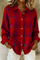Women's Plaid Knit Shirt Jacket in Red