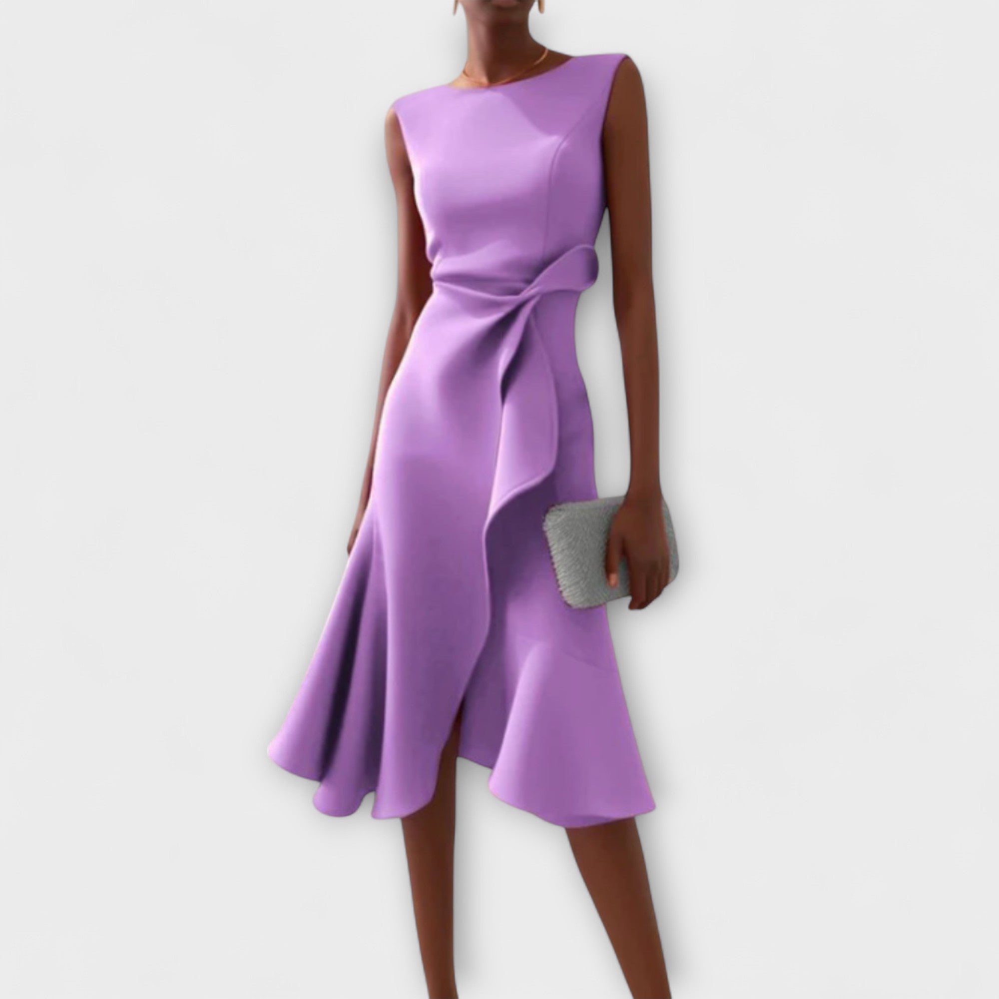 Darlene Sophisticated Midi Dress in Purple