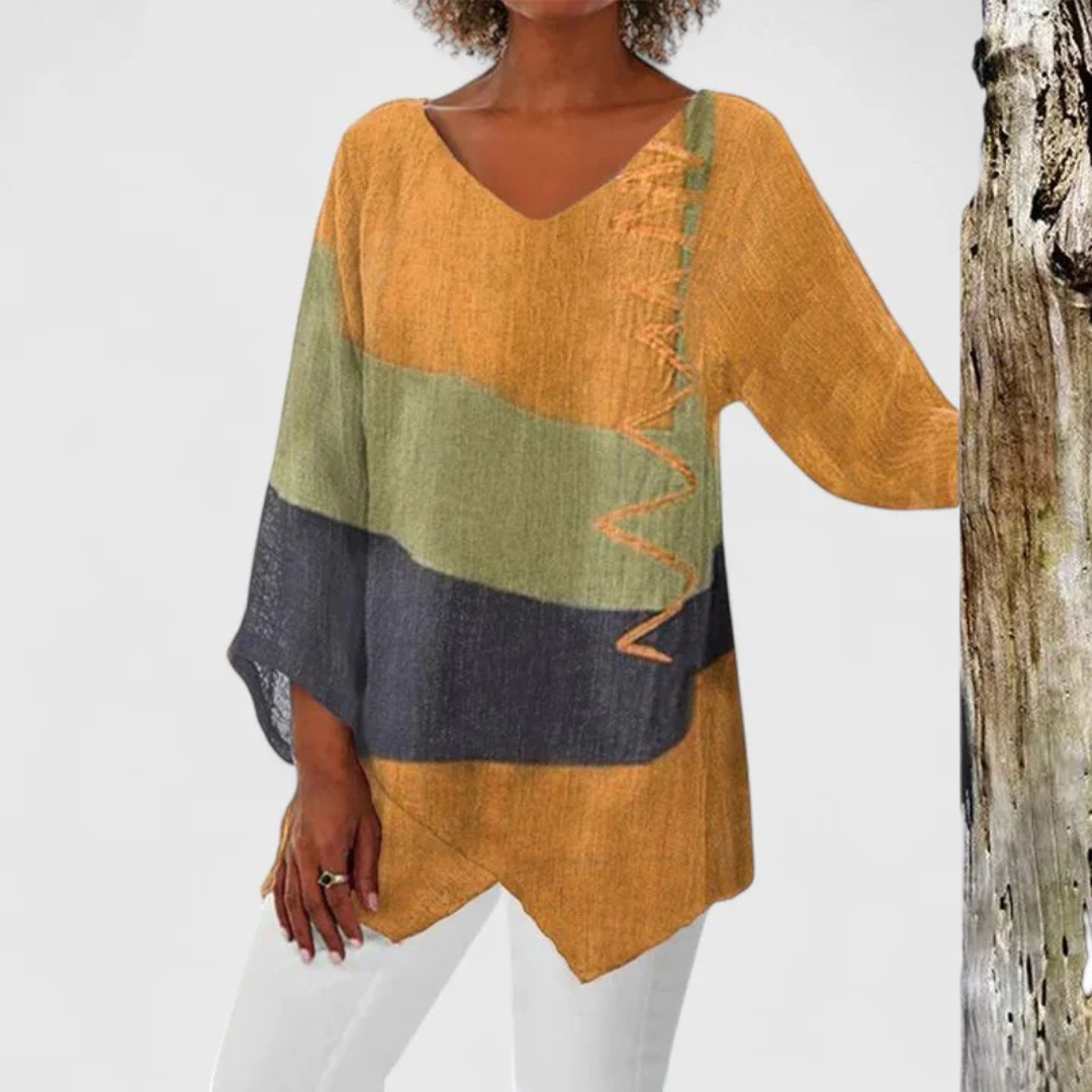 Women's Sophisticated V-Neck Tunic in Yellow
