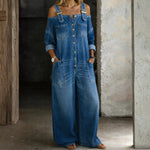 Celia Off-Shoulder Denim Jumpsuit
