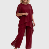 Women's Suit with draped palazzo pants in Red