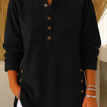 Women's Button Henley Tunic in Black