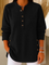 Women's Button Henley Tunic in Black