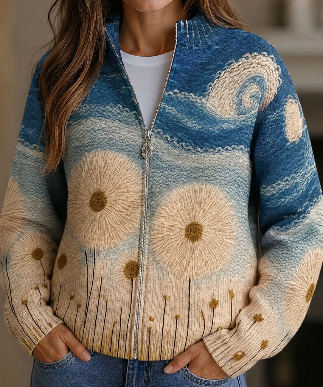 Women's Dandelion Zip Cardigan