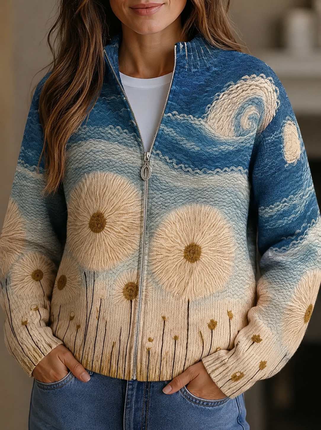 Women's Dandelion Zip Cardigan