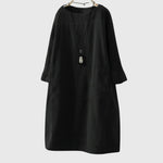 Women's Relaxed Corduroy Midi Dress in Black