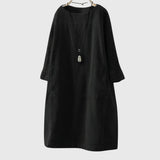 Women's Relaxed Corduroy Midi Dress in Black