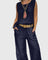 Women's Bohemian Two-Piece Set in Navy Blue