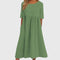 Women's Elegant Short-Sleeved Dress in Green