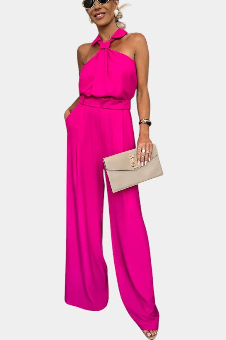 Halter Ensemble with Flowing Silhouette in Pink