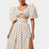 Women's Puff Sleeve Top with Front Slit Skirt, photo 7