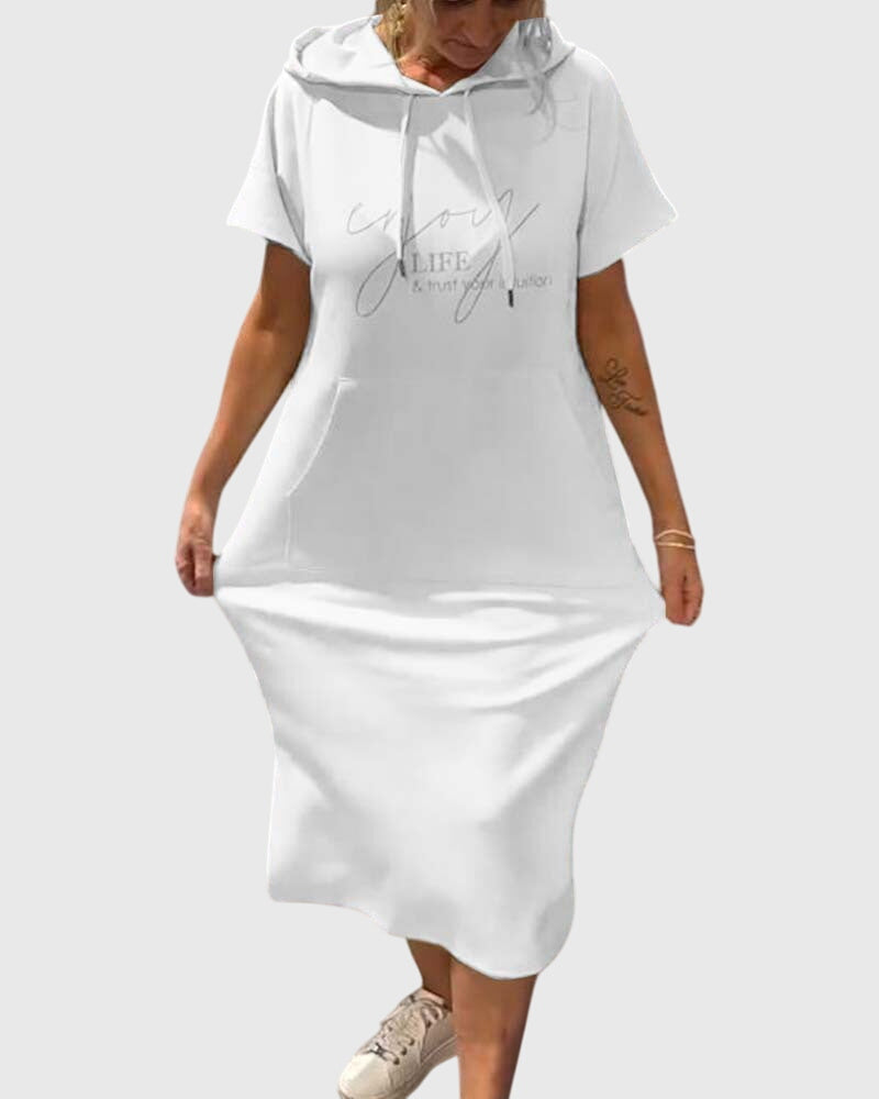 Women's Casual Hoodie Dress in White