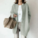 Women's Oversized Snap-Front Cardigan in Green
