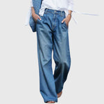 Women's High-Quality Wide-Leg Jeans in Blue