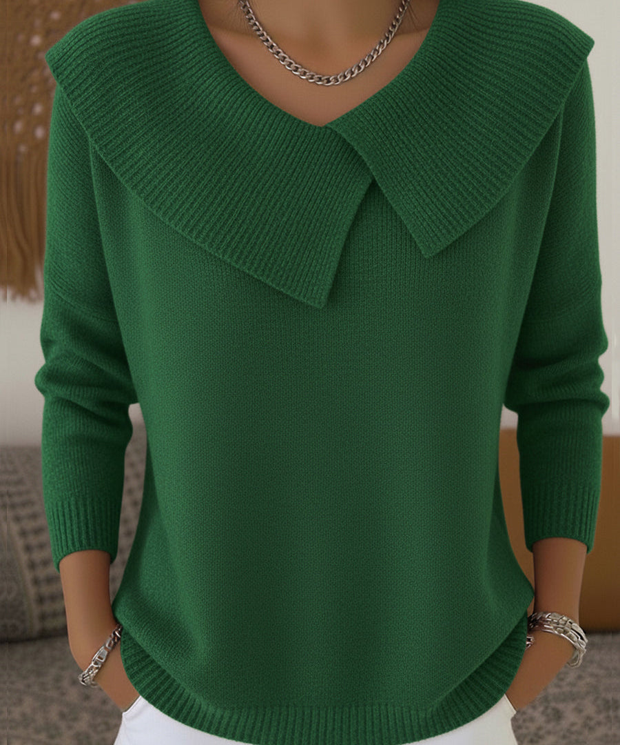 Women's Cozy Cowl Neck Sweater in Green