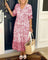 Women's Graceful V-Neck Floral Maxi Dress in Pink