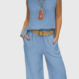 Women's Bohemian Two-Piece Set in Blue