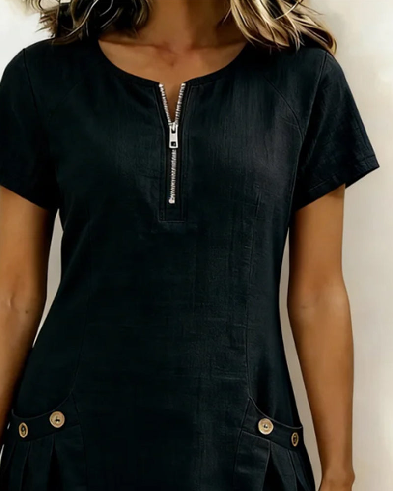 Women's Cotton Dress with Zipper Pocket, photo 7