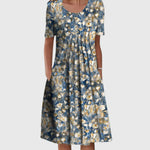 Women's Midi Dress with Tummy Coverage in Blue