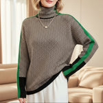 Women's Luxe Herringbone Mock-Neck Sweater in Green