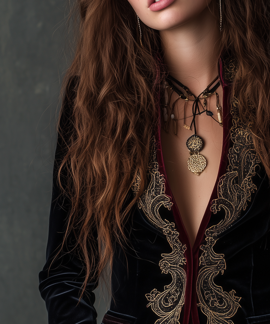 Vintage Baroque Embroidered Velvet Blazer