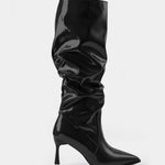 Pleated Faux Leather Pointed Toe Boots, photo 8