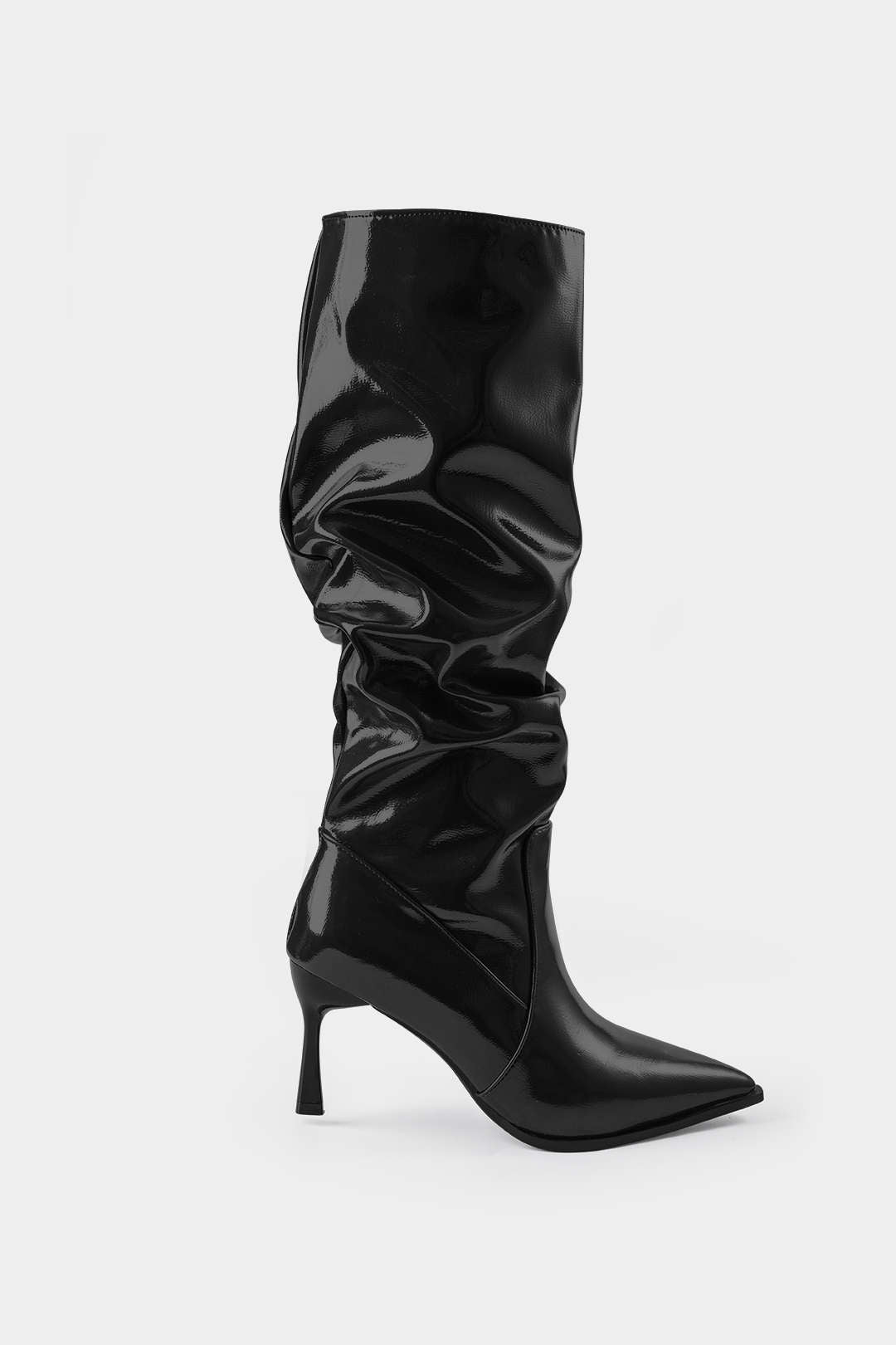 Pleated Faux Leather Pointed Toe Boots, photo 8