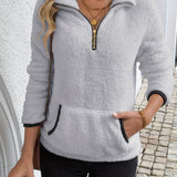 Women's Half-Zip Hoodie in Gray